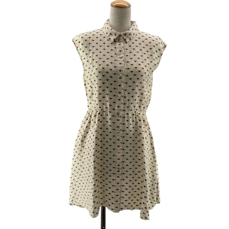 Christian Dior Cream Silk Heart Pattern Sleeveless Dress
