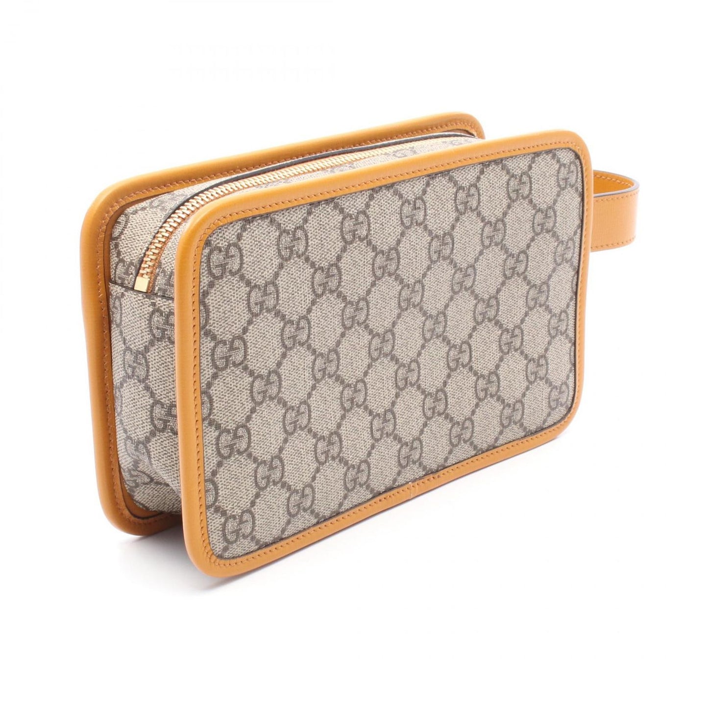 GUCCI GG Supreme Clutch Bag - Beige/Mustard PVC Canvas