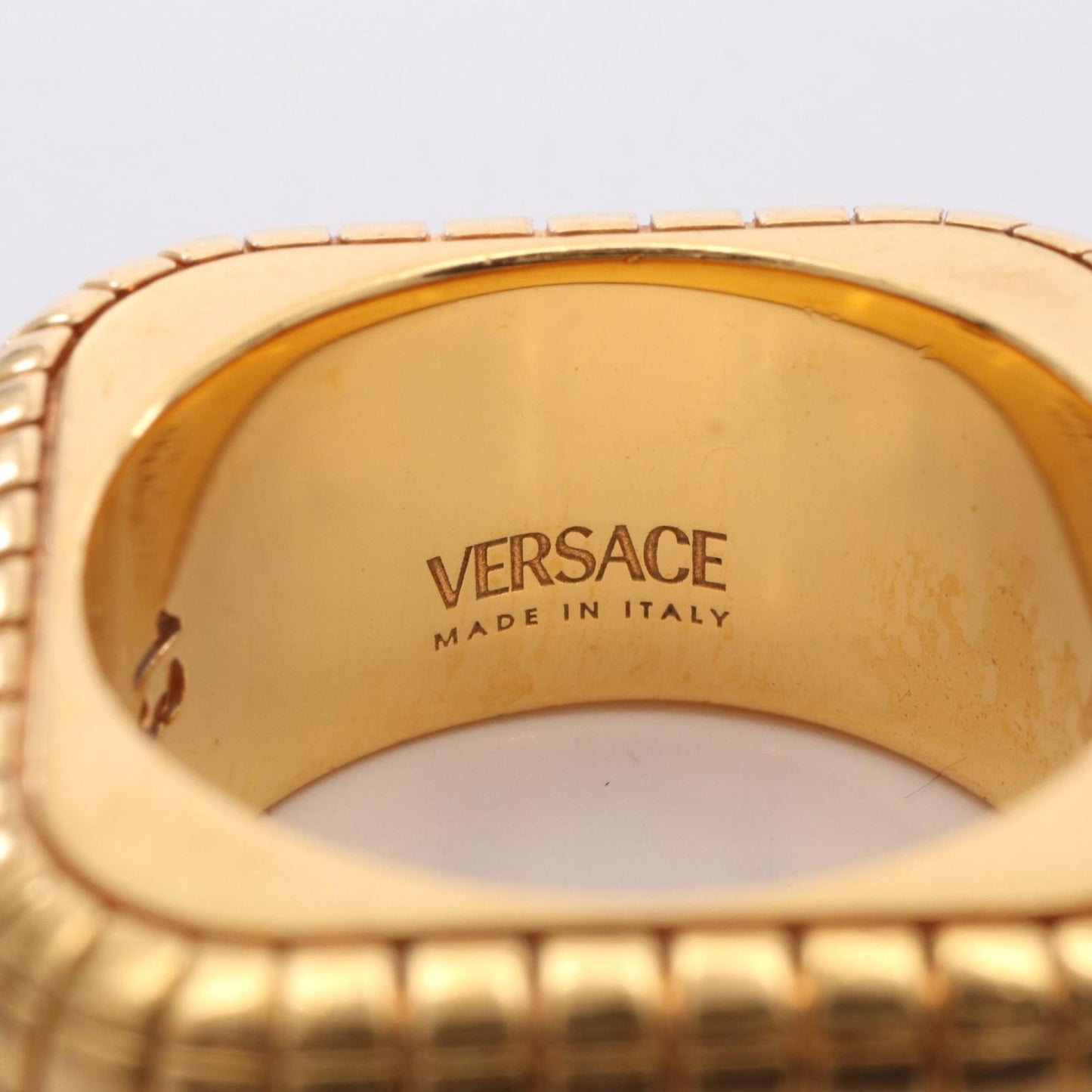 Versace Delos Ring in Gold Plated Elegance - Size 13