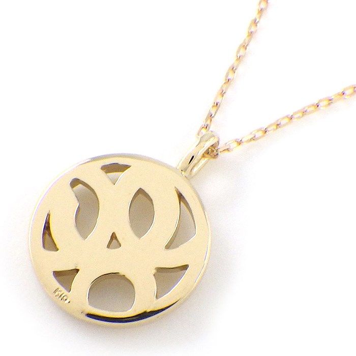 K10YG Round Circle Initial Necklace - Alphabet C