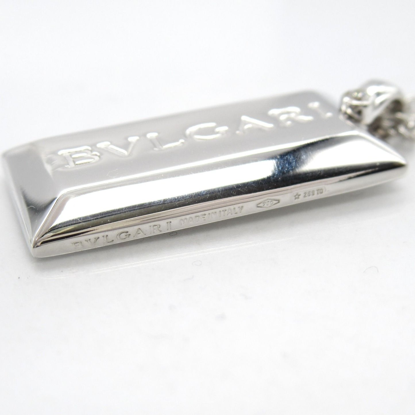 BVLGARI Logo Diamond Necklace in 18K White Gold - 46cm