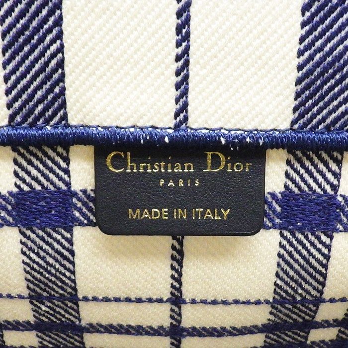 Dior Large Book Tote Bag in Ivory & Navy Canvas - Exquisite Craftsmanship