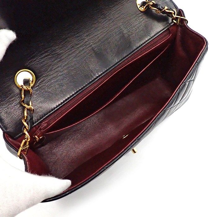 CHANEL Matelassé Diana 25 Shoulder Bag in Black Lambskin