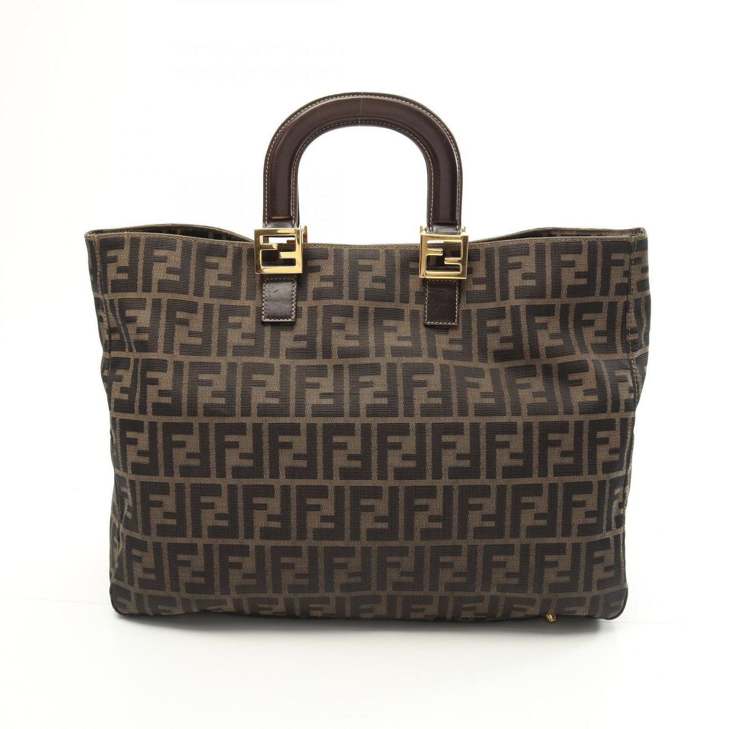FENDI Zucca Canvas & Leather Tote Bag - Black/Khaki
