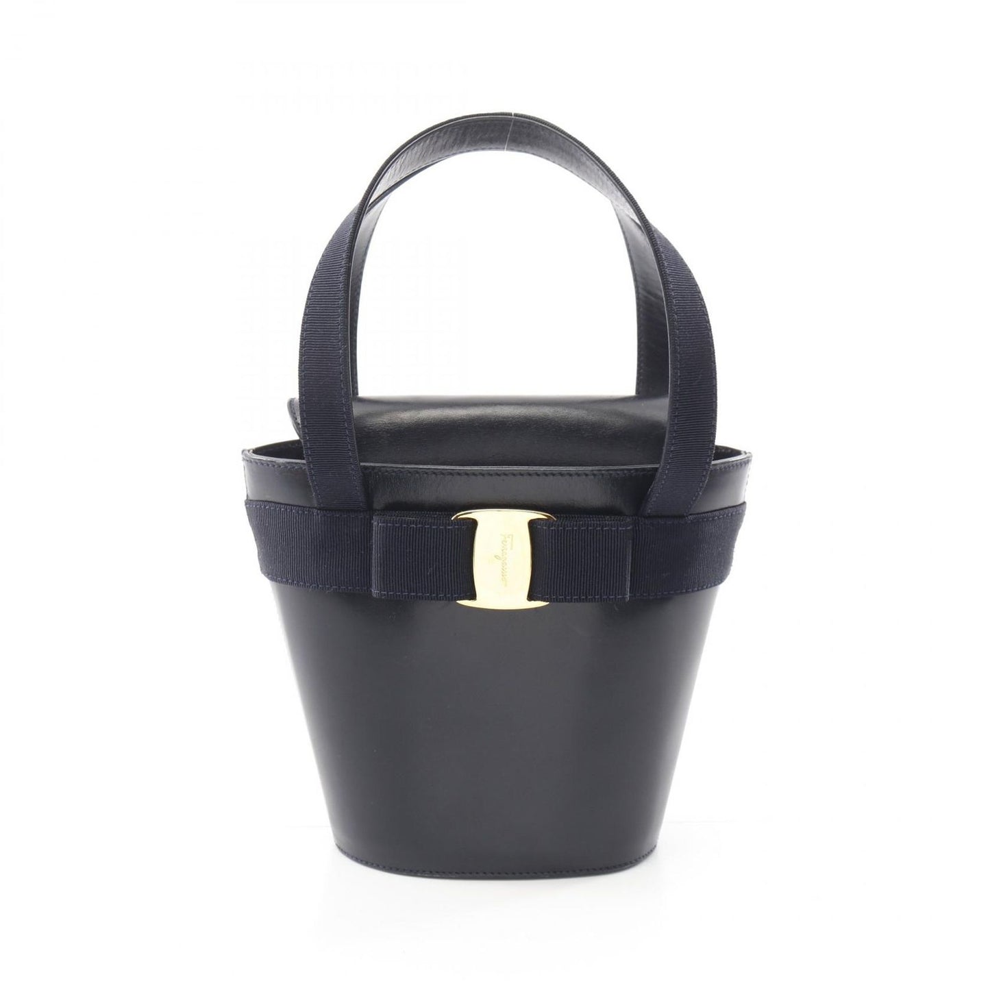 Salvatore Ferragamo Vara Ribbon Handbag in Navy Leather