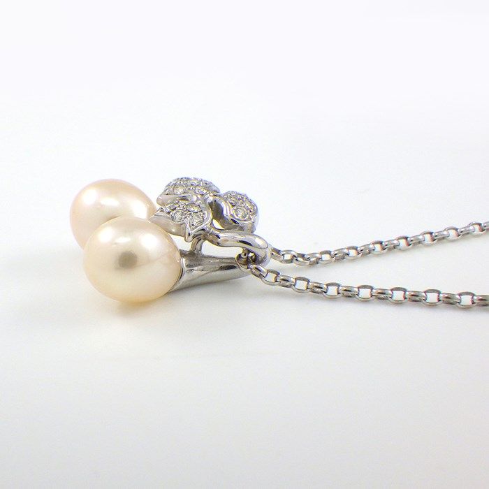 MIKIMOTO Cherry Blossom Pearl Necklace in K18 White Gold