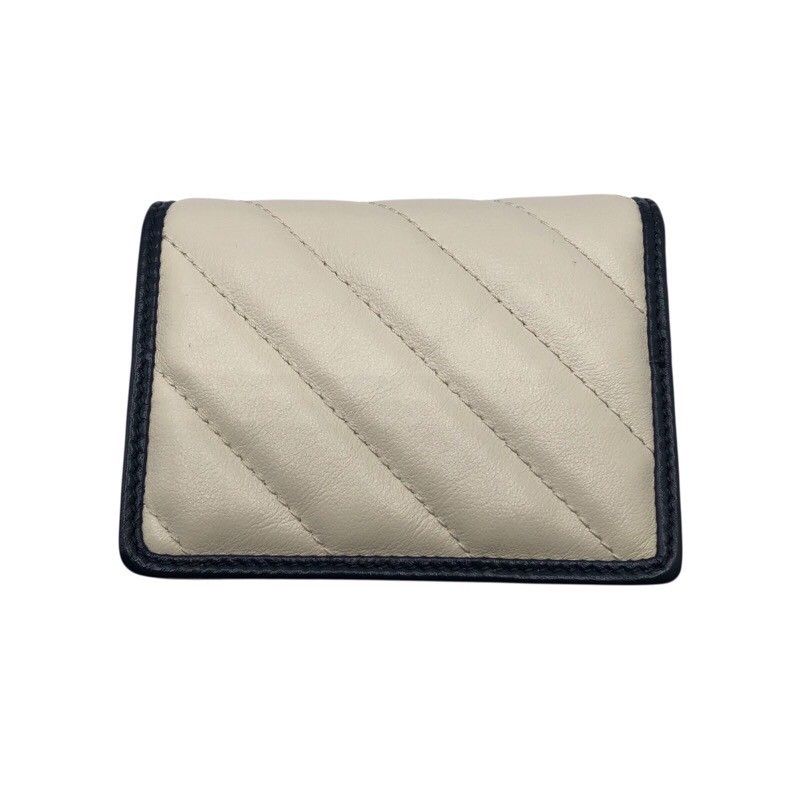 GUCCI GG Marmont Compact Wallet in Ivory & Navy Leather