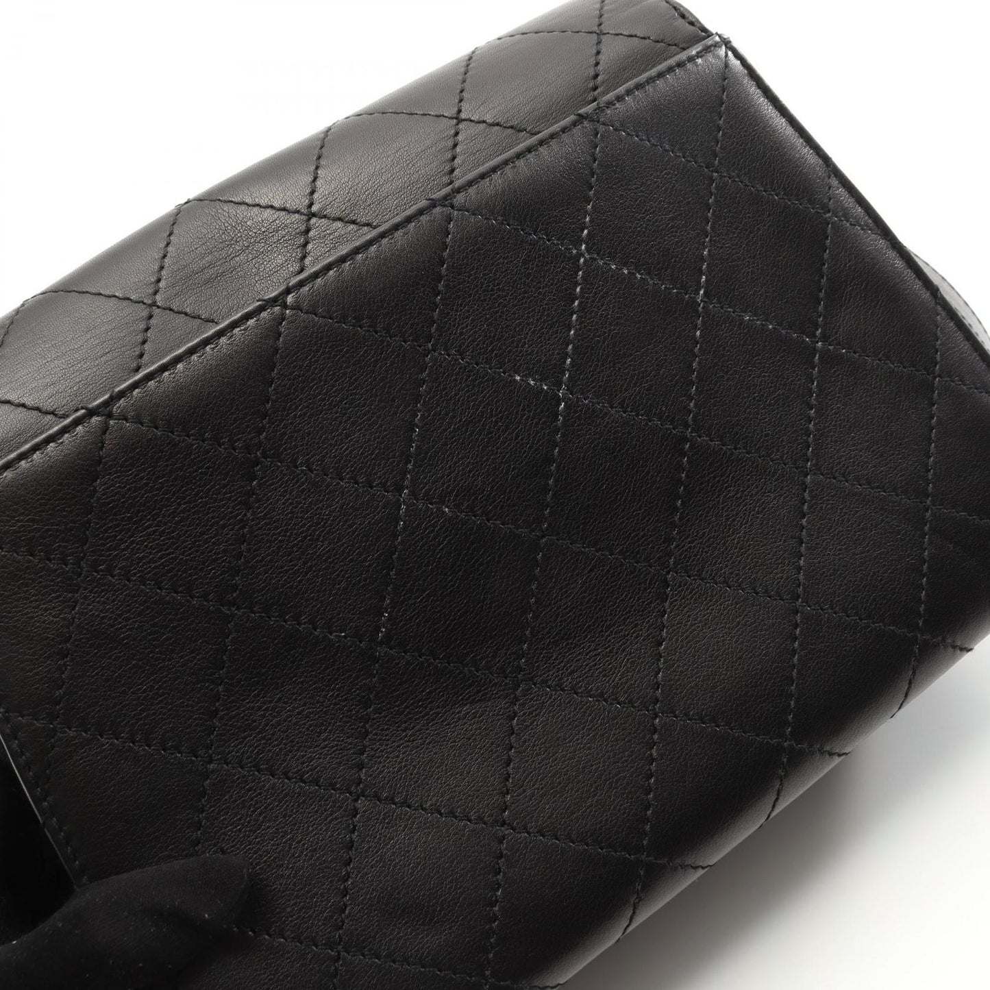 CHANEL 2.55 Matelassé Black Lambskin Shoulder Bag