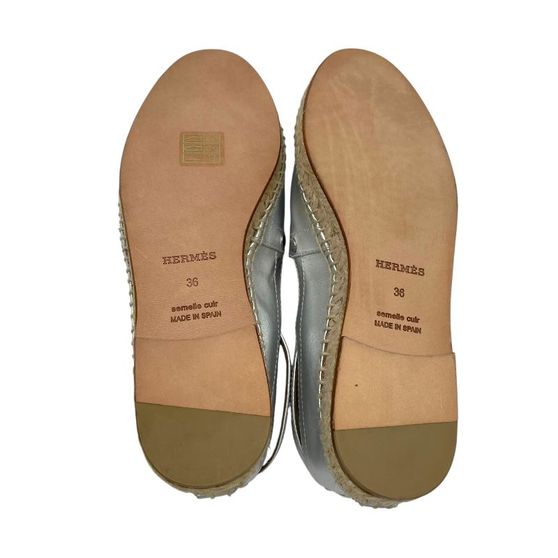 HERMES Silver Espadrille Flat Shoes - Women's Luxury Footwear
