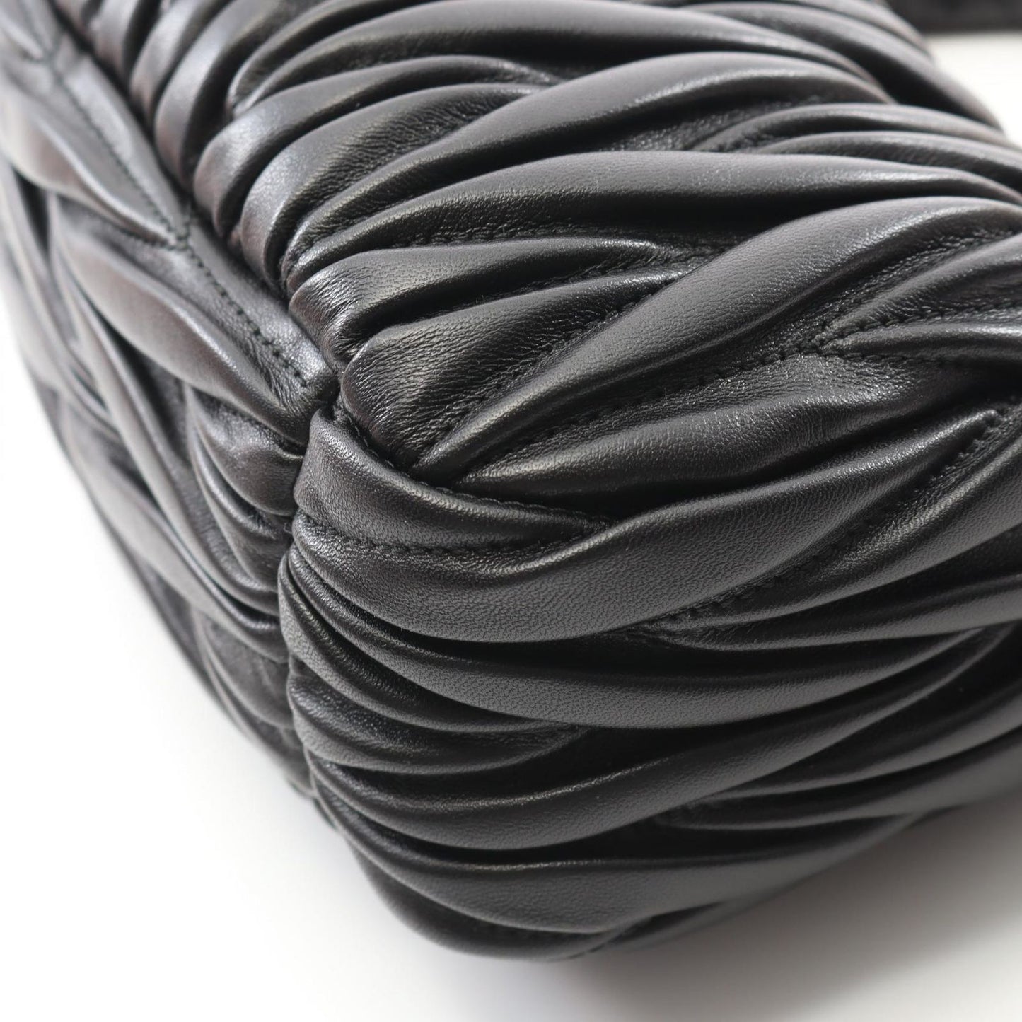 Miu Miu Wonder Matelassé Hobo Bag - Black Leather 2-Way Shoulder