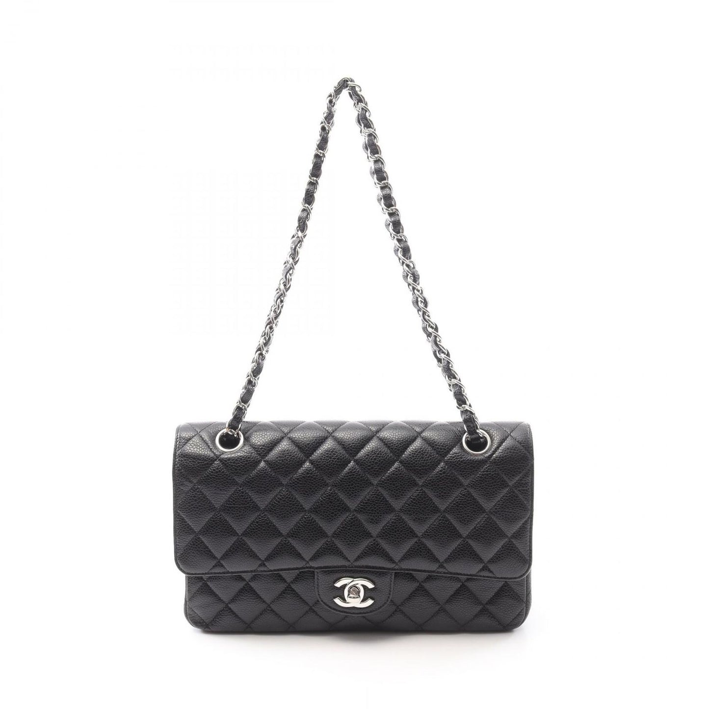 CHANEL Matelassé Double Flap Shoulder Bag - Black Leather