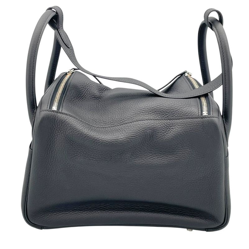HERMES Lindy 30 Handbag in Black Togo Leather with Silver Hardware