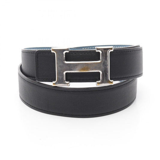 HERMES Constance H Belt in Blue Jean/Black Leather - Timeless Elegance