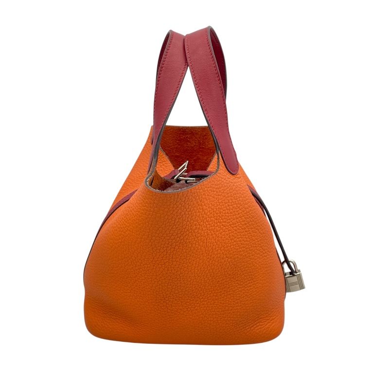 HERMES Picotin Lock PM Touch X刻 in Orange/Rouge Grenat with Silver Hardware