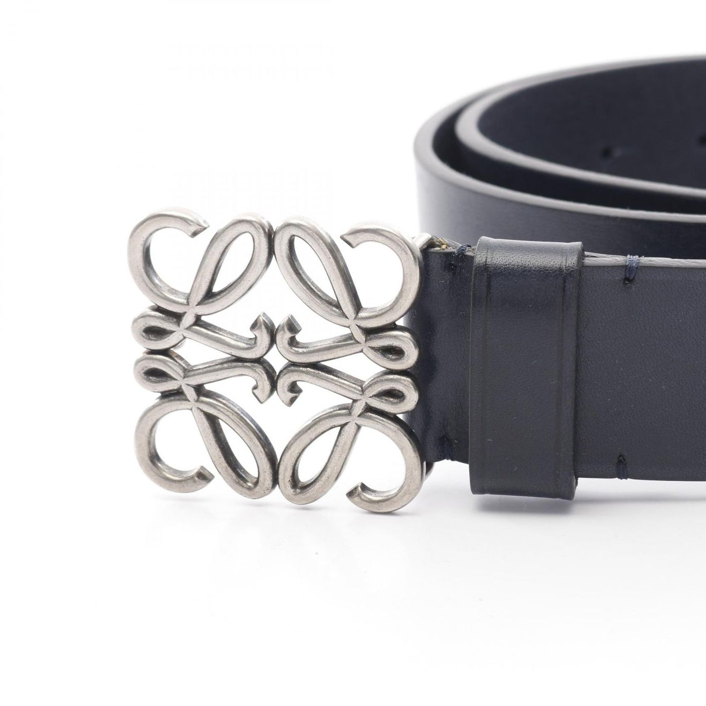 LOEWE Chunky Anagram Belt in Deep Navy Leather - New