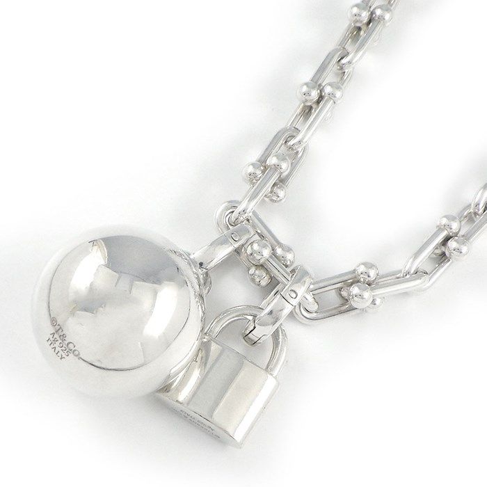 Tiffany & Co. Hardware Link Small Ball Lock Charm Necklace Set