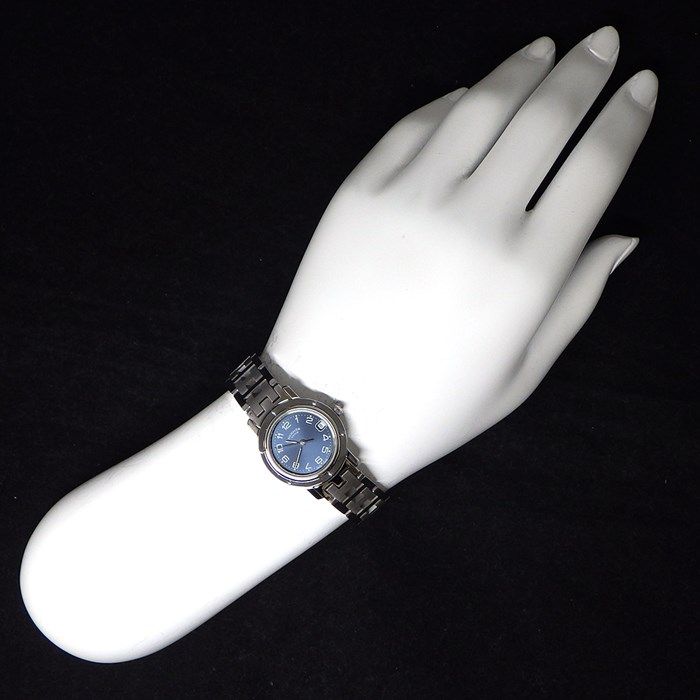 HERMES Clipper CL4.210 Date Quartz Watch with Blue Sunray Dial