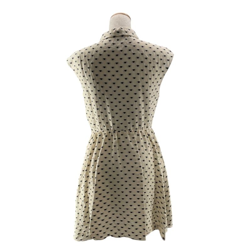 Christian Dior Cream Silk Heart Pattern Sleeveless Dress