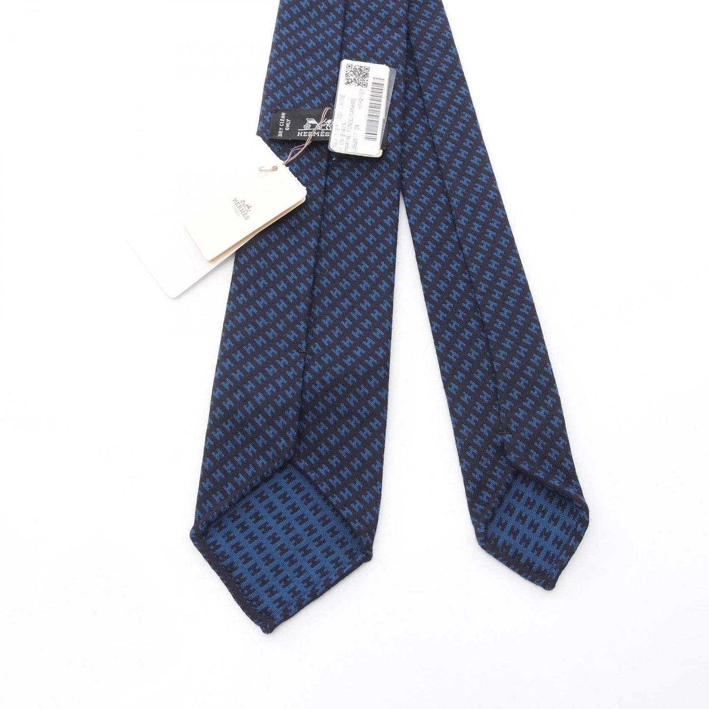 HERMES H Pattern Wool Tie - Unused Luxury Accessory