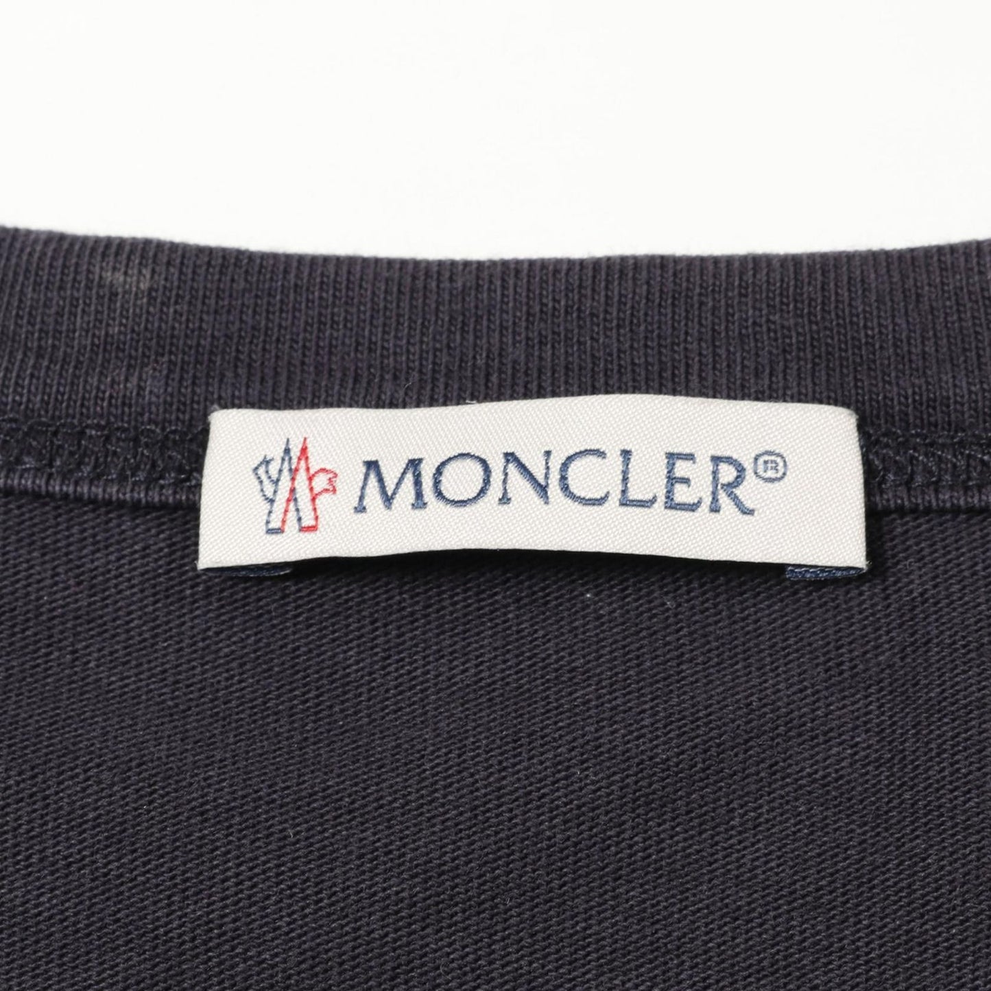 MONCLER Navy Cotton T-Shirt with Rubber Logo - Size S