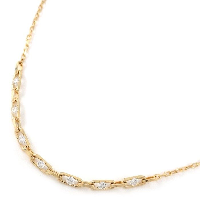 Exquisite 0.19ct Diamond Link Chain Necklace in K18 Yellow Gold