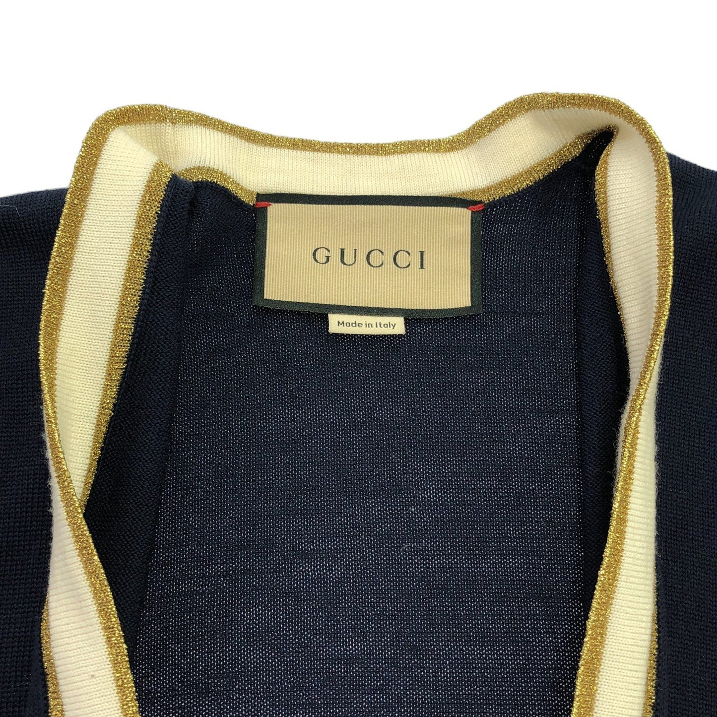 GUCCI Navy & Off-White Wool Dress - Timeless Elegance