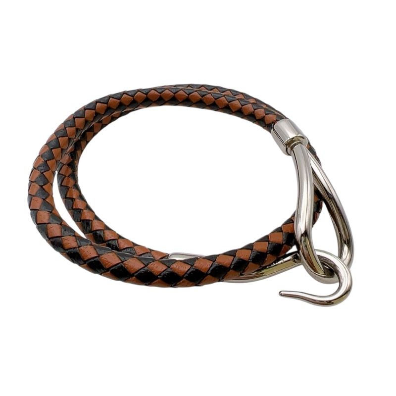 HERMES Jumbo Choker/Bracelet in Brown Leather with Silver Hardware