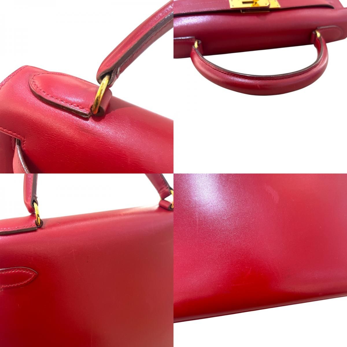HERMES Kelly 28 Rouge Vif Handbag with Gold Hardware