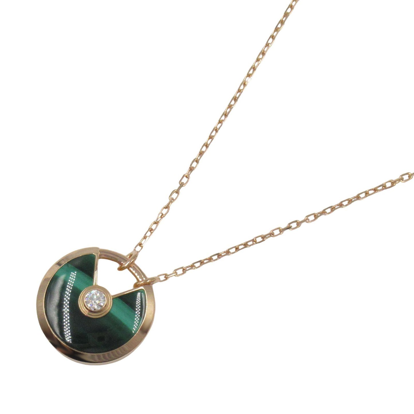 CARTIER Amulette Necklace with Malachite & Diamonds in 18K Pink Gold