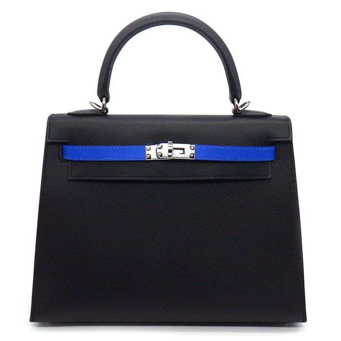 HERMES Kelly 25 Tricolor Handbag - Black, Blue, Gray - 2025
