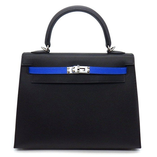 HERMES Kelly 25 Tricolor Handbag - Black, Blue, Gray - 2025