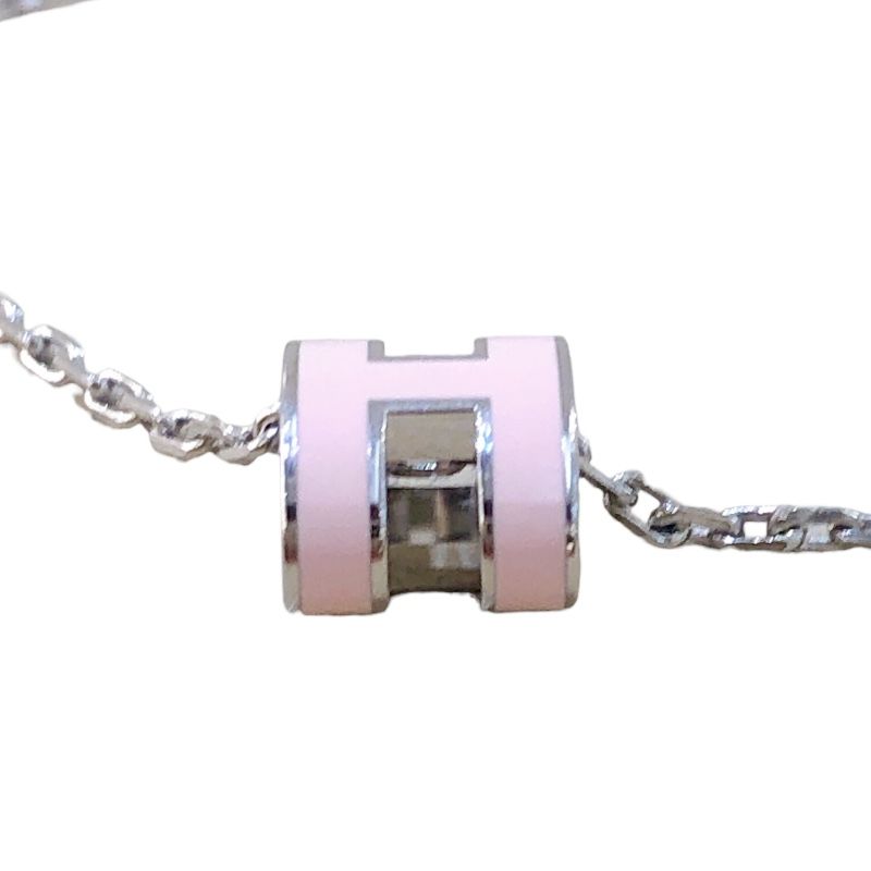 HERMES Pop Ash Mini Necklace in Pink with Silver Hardware