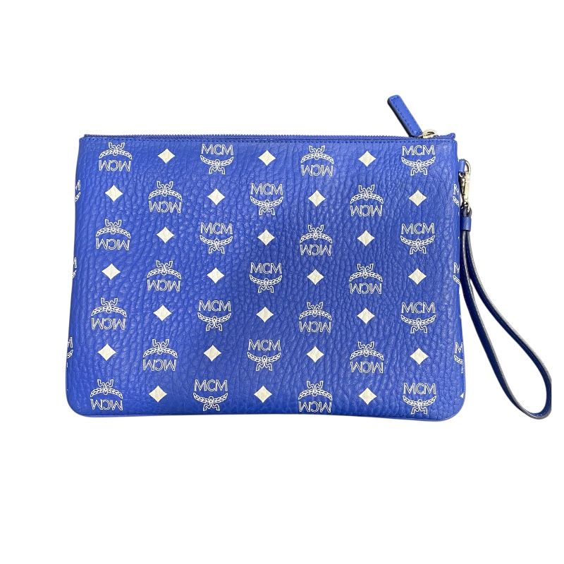 MCM Blue Leather Clutch Bag for Men - Exquisite Craftsmanship
