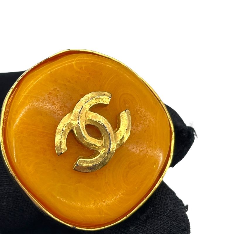 CHANEL Coco Mark Round Earrings in Gold & Yellow GP - Exquisite Elegance