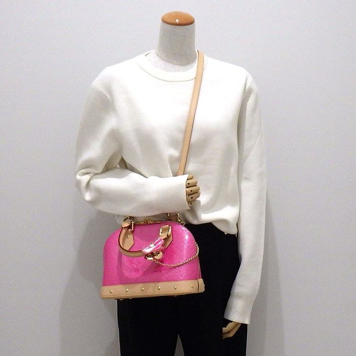 Louis Vuitton Alma BB M90611 Neon Pink Monogram Vernis Handbag