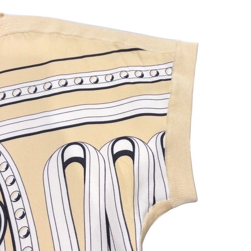 HERMES Ivory Silk Twill Rêve Short Sleeve Knit - Size 34