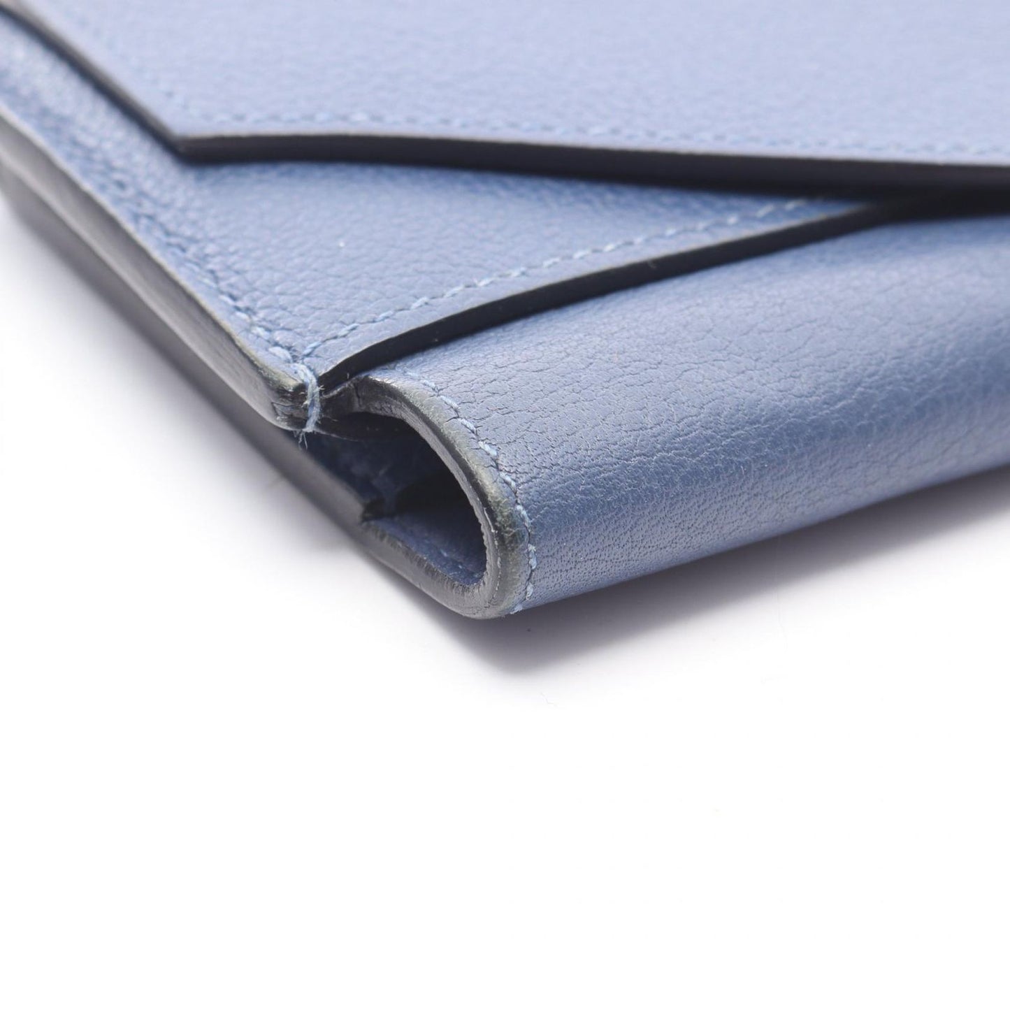 HERMES Passant Compact Wallet in Blue Evercalf Leather