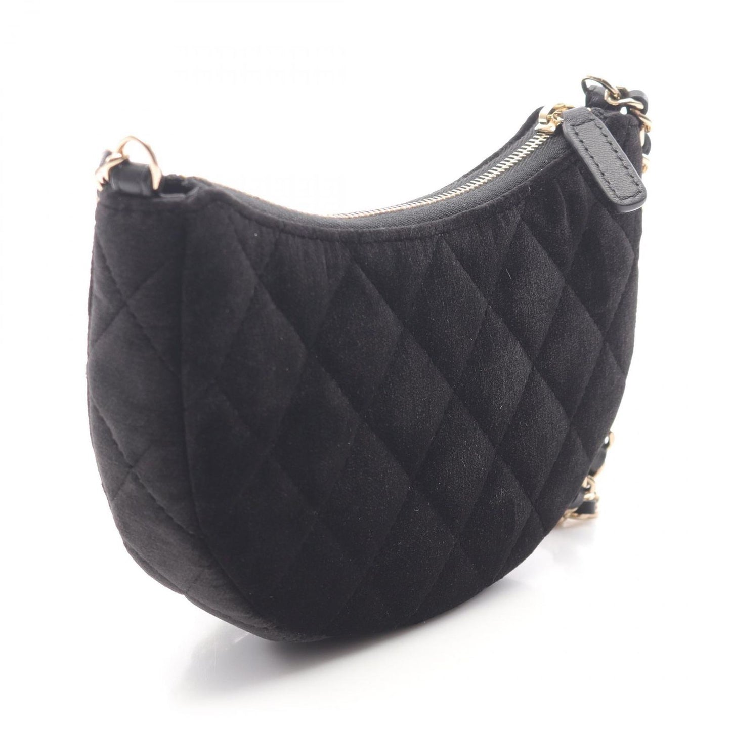 CHANEL Mini Matelassé Hobo Shoulder Bag in Black Fabric