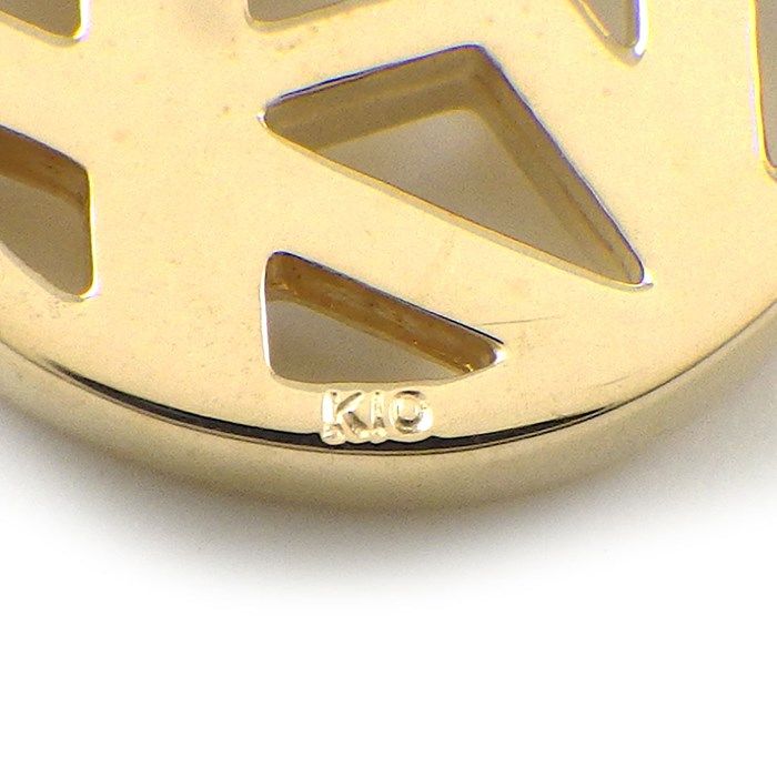 K10YG Round Circle Initial Necklace - Alphabet A