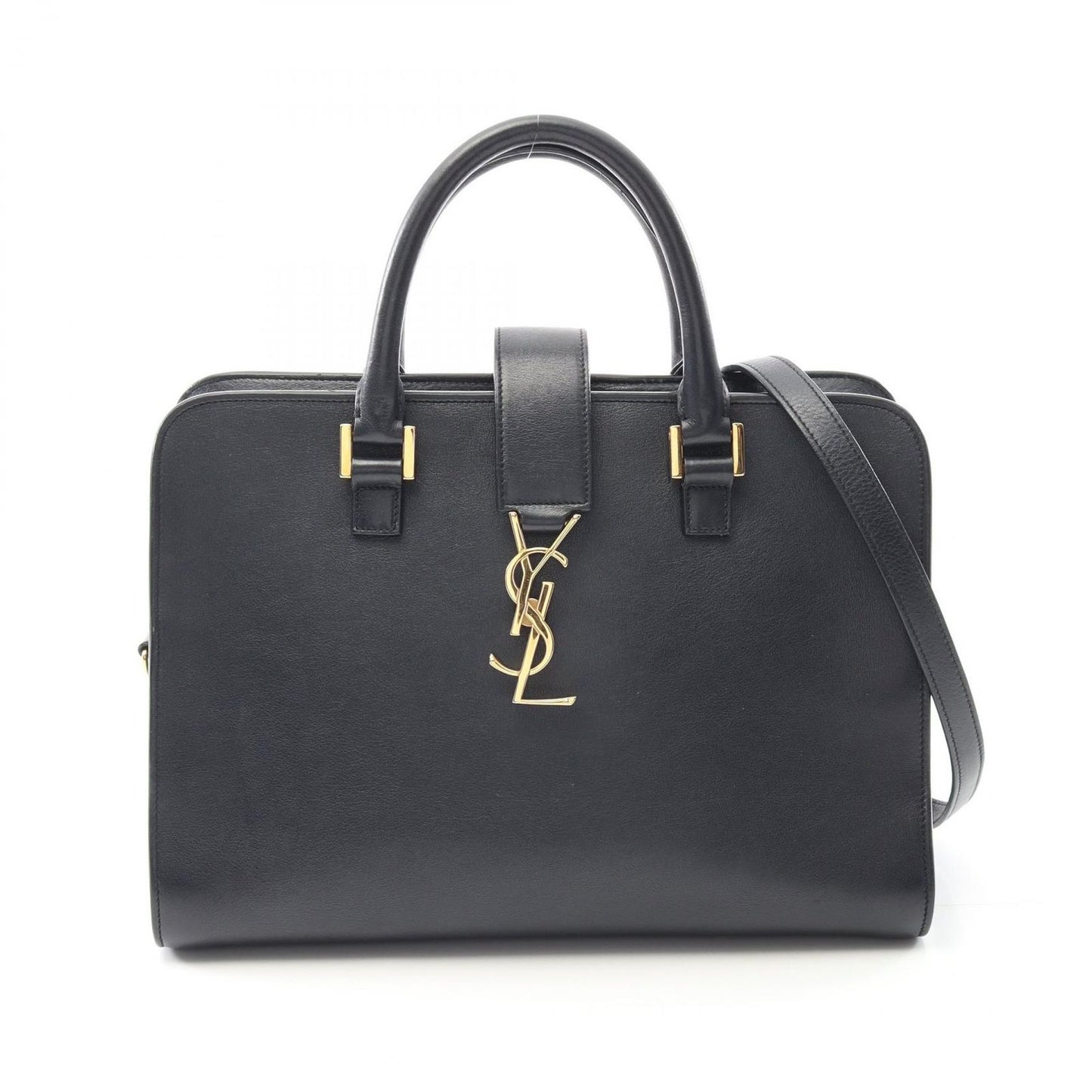 SAINT LAURENT Monogram Cabas Handbag in Navy Leather