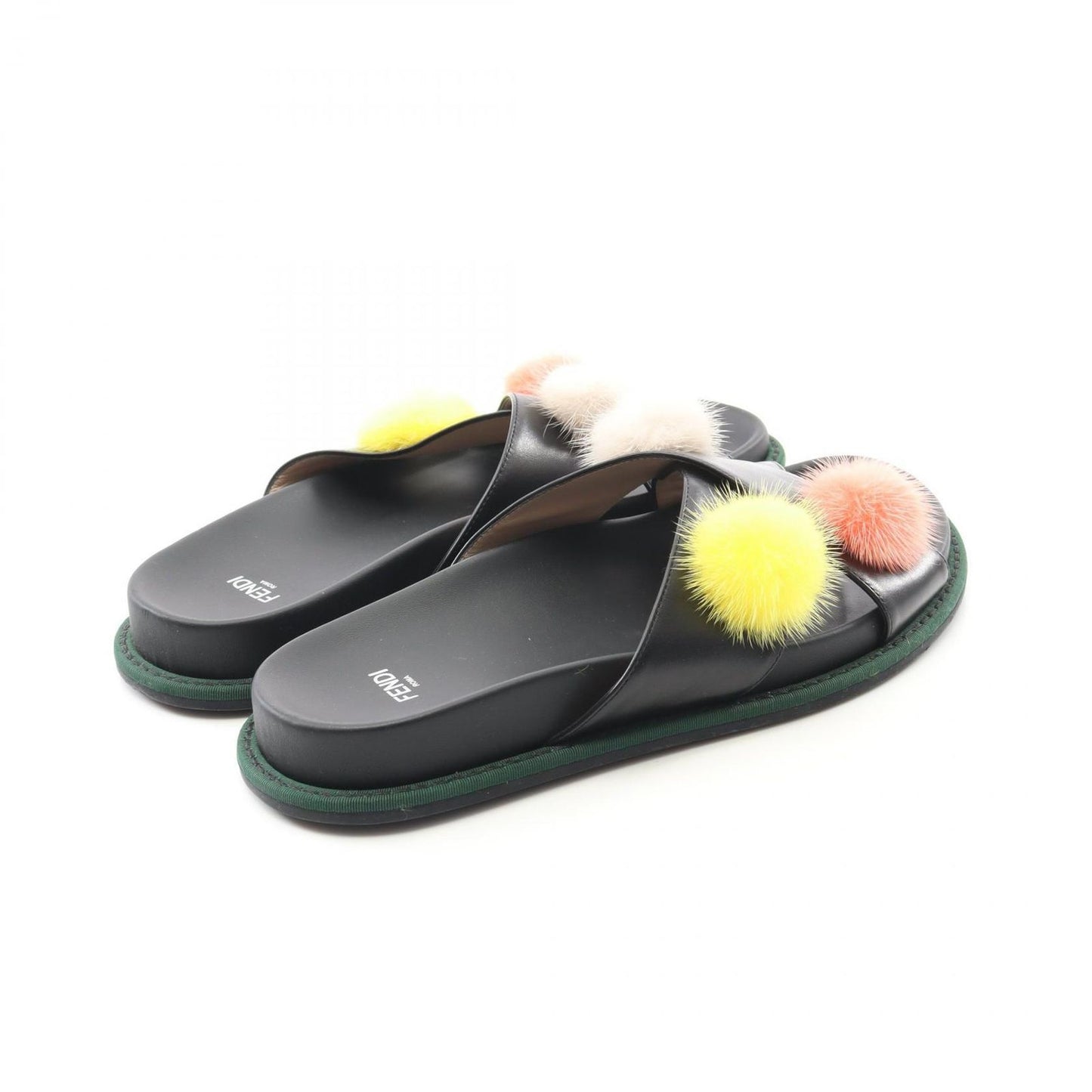 FENDI Leather & Fur Sandals - Elegant Black & Multicolor Design