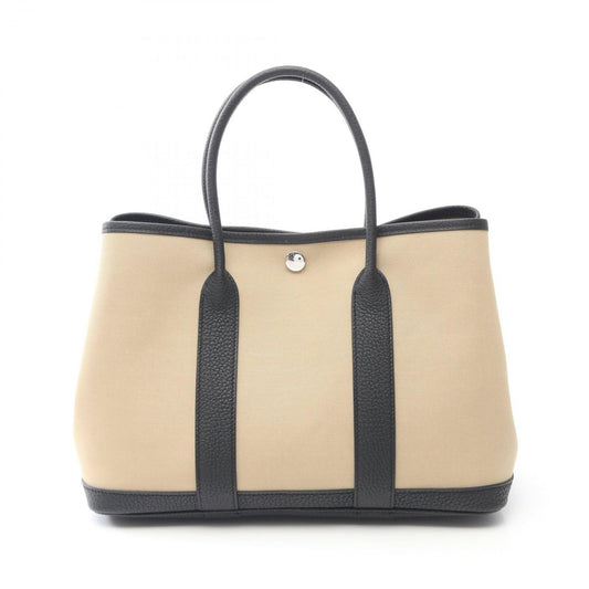 HERMES Garden Party TPM Tote Bag - Trench/Black Canvas & Leather