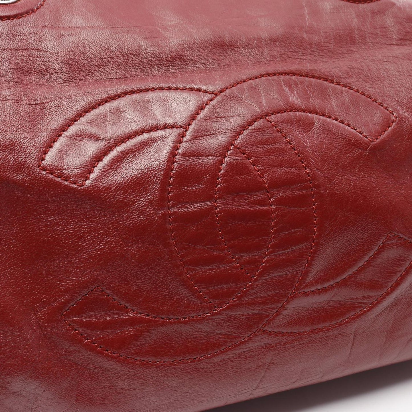 CHANEL Coco Mark Matelassé Shoulder Bag - Red Calfskin