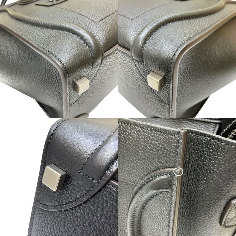 CELINE Luggage Micro Shopper Black Calf Leather Handbag