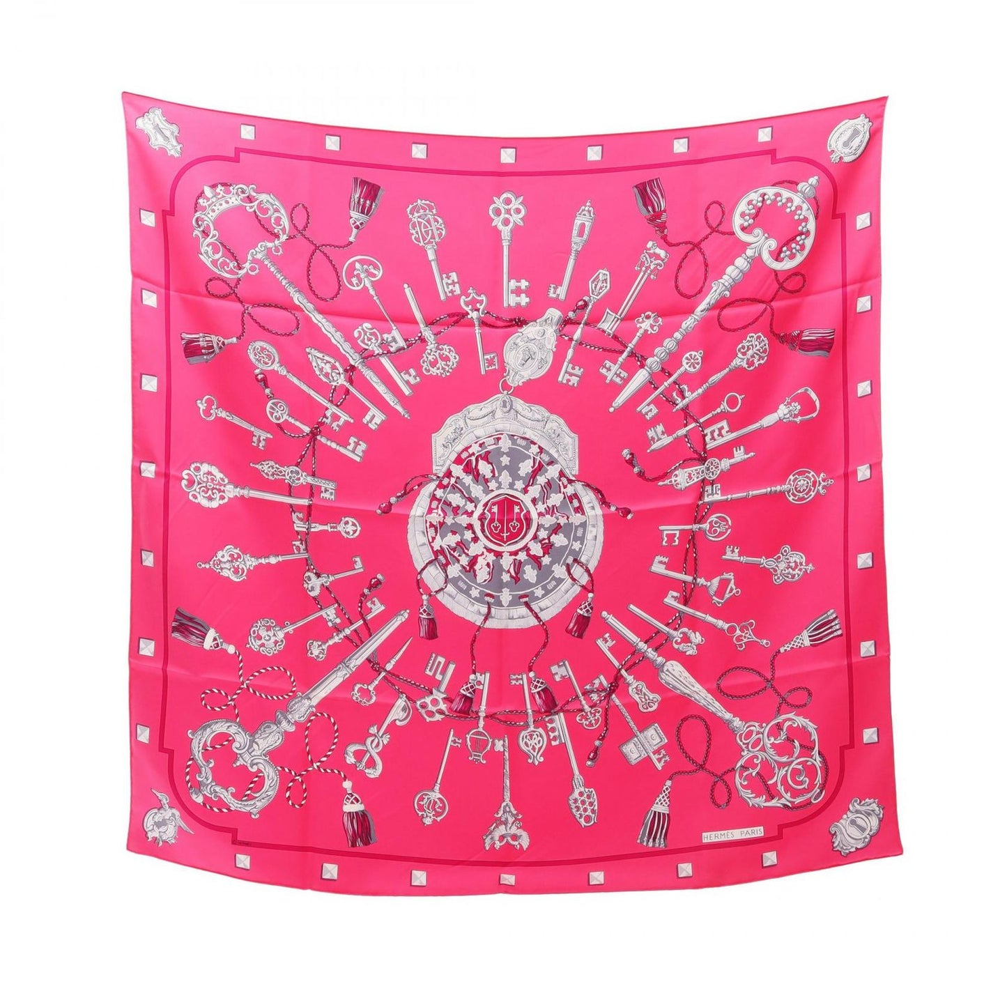 HERMES Les Cles Silk Scarf in Pink - Timeless Elegance