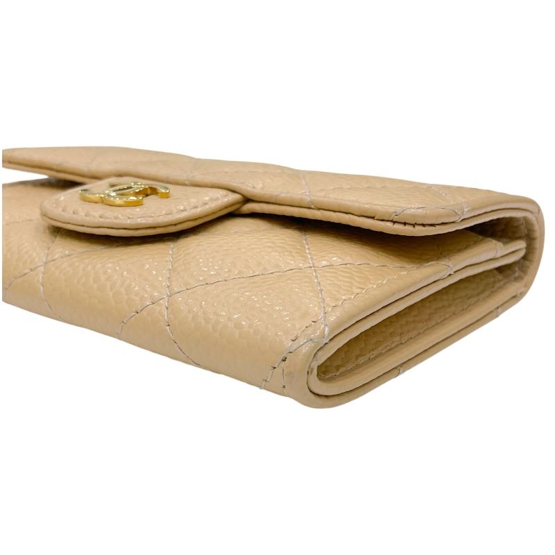 CHANEL Matelassé Flap Card Case AP0214 - Beige Caviar Leather