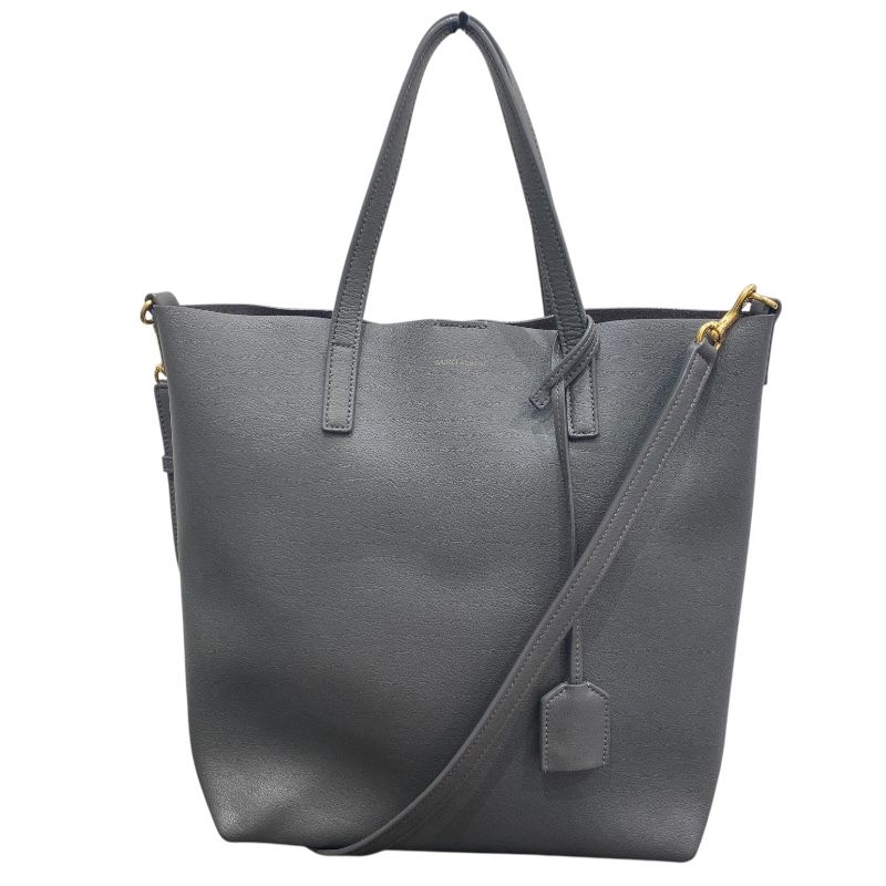 SAINT LAURENT Toy Shopping Tote in Grey Leather - Unisex Elegance
