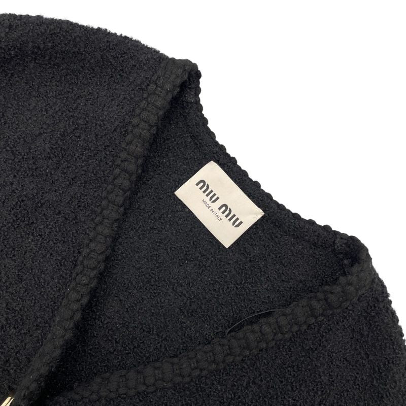 Miu Miu Lettered Patch Cardigan in Black Wool - Size 40
