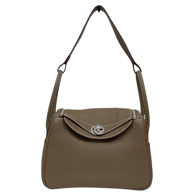 HERMES Lindy 26 Handbag in Etoupe with Silver Hardware