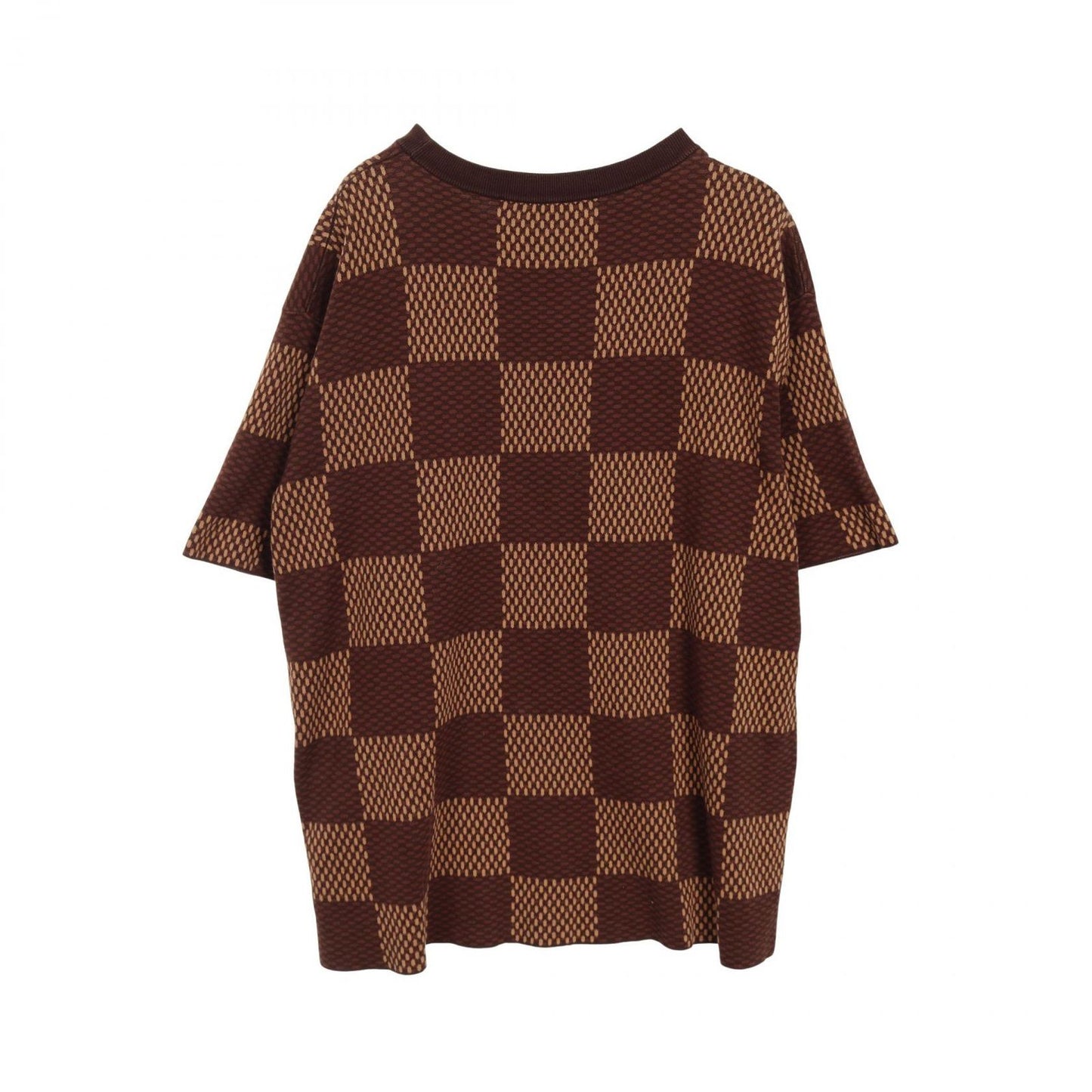 Louis Vuitton Brown Cotton Damier Crew Neck Short Sleeve Top